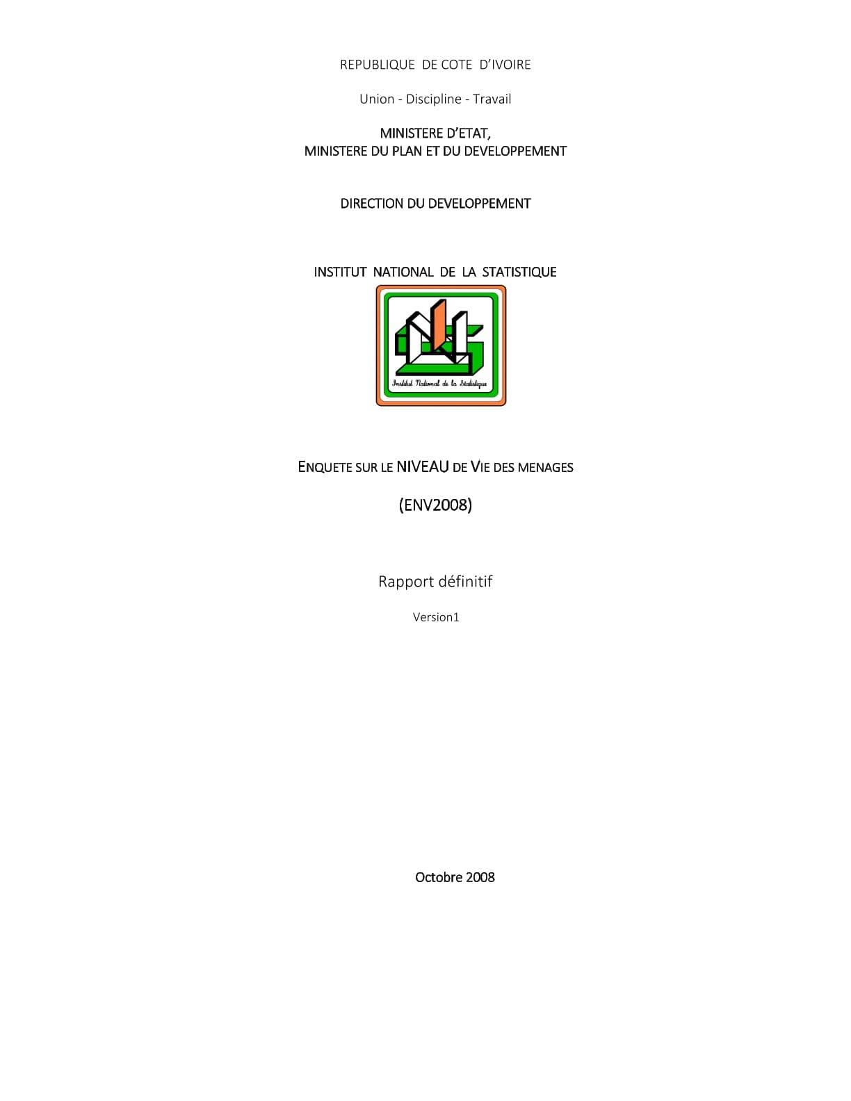 RAPPORT - PROFIL DE PAUVRETE DE LA CÔTE D'IVOIRE 2018